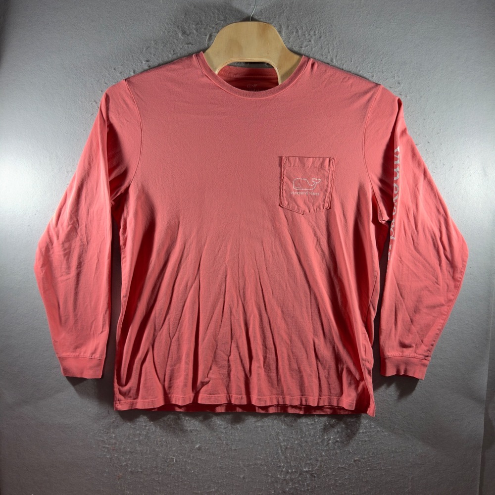 3061 | Vineyard Vines Whale Logo Long Sleeve Pocket Tee Coral Mens XL